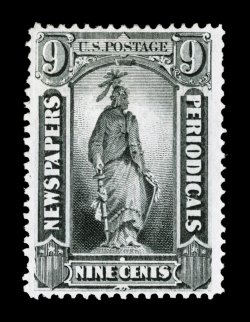 PR38, 9c Gray black special printing, without gum as issued, well centered within wide margins, fresh color, very fine 2002 PF certificate.