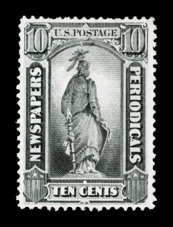 PR39, 10c Gray black special printing, without gum as issued, uncommonly well centered and margined, quite fresh, choice very fine 1999 PF certificate.