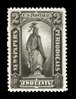 PR57, 2c Black, excellent centering within exceedingly large margins, intense color and impression on fresh paper, unblemished o.g., n.h., extremely fine 2007 PF
certificate.