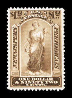 PR71, $1.92 Pale brown, well centered within large margins, lovely rich color, fresh clean o.g., faintly hinged, very fine.
