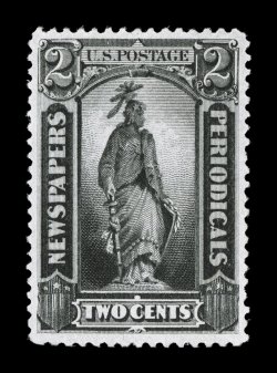 PR80, 2c Intense black special printing, without gum as issued, an exceptionally choice example of this very scarce special printing, especially well centered and margined,
deep intense color and impression on brilliantly white paper, extremely