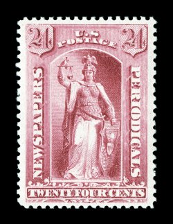 PR83, 24c Carmine, lovely crisp mint single, fresh color on bright paper, exceptionally well centered within large margins, o.g., never hinged, extremely fine and uncommonly
choice.