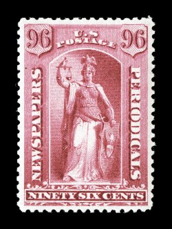 PR89, 96c Carmine, a magnificent mint example of this newspaper stamp, being one of the finest, if not the finest, PR89s we have ever had the pleasure to offer in our auctions,
featuring an incredible overall brilliance few others can boas