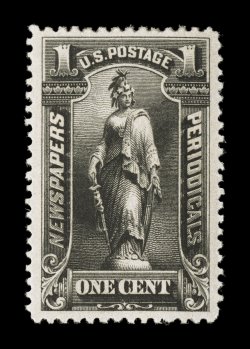 PR102, 1c Black, exceedingly well centered within wide margins, strong color and impression, o.g., lightly hinged, extremely fine 2006 PF certificate.