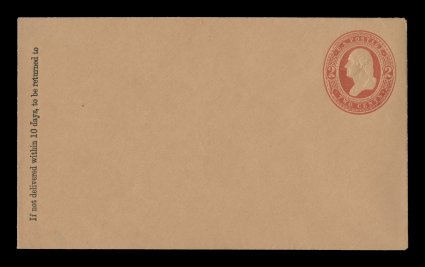 U246, 2c Red on fawn, two links below 2, die 77, size 7, knife 31, wmk. 6, lovely pristine mint entire, very fresh and clean with excellent colors of both the indicia and the
paper, vertical printed return notice at left, extremely fine and ch