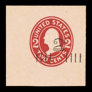 U453Cd, 2c on 2c Carmine on oriental buff, die 1, type 3 surcharge, mint cut square, full corner which measures a perfectly square 47x47mm, unusually fresh and crisp, trivial
thin on the backflap only, otherwise extremely fine 2007 PF certifica