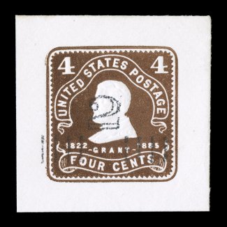 U462, 2c on 4c Chocolate on white, choice mint cut square, being a full corner measuring a balanced 40x40mm, exceedingly fresh, extremely fine 2002 PF
certificate.