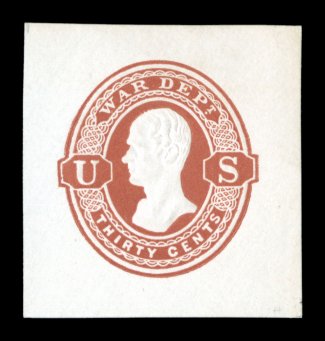 UO29. 30c Dark red War Dept. on white, attractive mint cut square, measuring 37x38mm, fresh with nice color on bright paper, extremely fine.