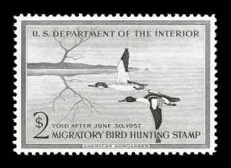 RW23, 1956 $2.00 Black, excellent centering, bright and fresh, o.g., n.h., extremely fine 2007 PSE certificate (XF-Superb 95 SMQ $205.00).