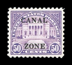 94, 50c Lilac, outstanding centering within large balanced margins, deeply rich color and a razor-sharp impression on fresh white paper, o.g., n.h., extremely fine gem an
especially desirable never hinged example.