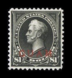 12, $1.00 Black, exceptionally well centered, strong color and impression, o.g., extremely fine this high value is very seldom encountered this well centered 1997 APS
certificate, as well as 1985 and 2004 PF certificates.