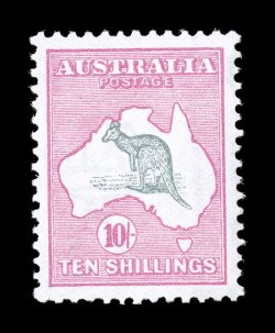 13, 1913 10- Pink and gray, extraordinarily well centered mint single, bright fresh colors on white paper, o.g., lightly hinged, extremely fine (S.G. 14 £650).