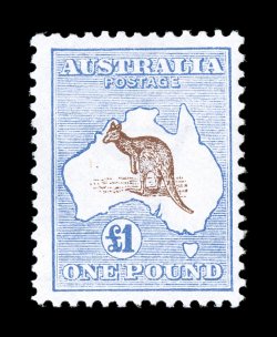 14, 1913 £1 Ultramarine and brown, mint single, fresh strong colors on bright paper, quite well centered, o.g., light h.r., very fine (S.G. 15 £1,600).