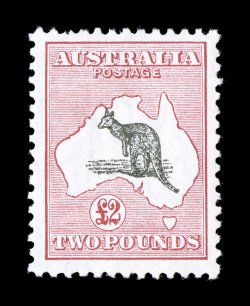 102, 1930 £2 Dull red and black, fresh mint single, rich colors and well centered, o.g., lightly hinged, very fine (S.G. 114 £2,750).