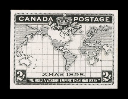 1898 2c Imperial Penny Postage, die proof of the accepted black engraved die F-139 12, printed directly on thin card, a stamp size example with full large even margins all
around, very fine ex-Winmill.