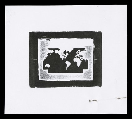 1898 2c Imperial Penny Postage, typographed die proof for the lavenderblue oceans, in black on glazed surfaced white paper measuring 85x75mm, uncleared showing the full die
block surrounding, referred to on the accompanying certificate as a wor