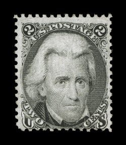 84, 2c Black, D grill, unused, fresh color and a strong impression, typical centering for this notoriously difficult stamp, well defined grill, minute closed tear at top,
otherwise fine a very rare unused stamp clear 1979 PF certificate.