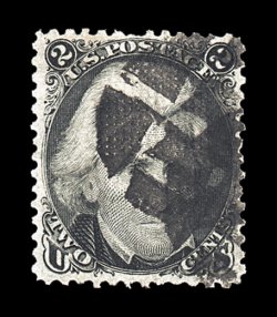 84, 2c Black, D grill, an exceptional used single of this rare stamp, possessing far better centering than usually found, as most examples of this grilled stamp are centered
strongly to the right, often well into the perforations, this particu
