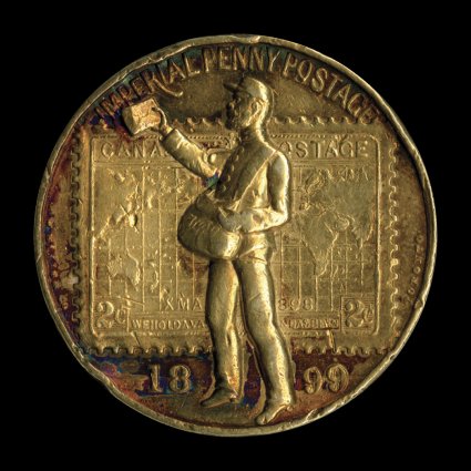 1899 Toronto Industrial Fair and Exhibition medal, a similar high relief medal to the previous lot with the same design on front and back, this example appears to be die struck
in a soft copper alloy with smooth surfaces, electric blue-violet ton