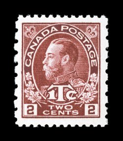 MR5, 1916 2c + 1c Carmine war tax stamp, die I, perf. 12x8, remarkably well centered within large and balanced margins, radiant color, o.g., n.h., extremely fine actually this
combination perforation is a very difficult stamp to find in this ge