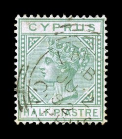 19b, 1882 12p Emerald, Die A, watermarked Crown and CA, the scarce shade of the first printings on the Crown and CA watermarked paper, confirmed by the 1882 Laranca squared
circle cancel (the later green shade was not issued until 1883), b
