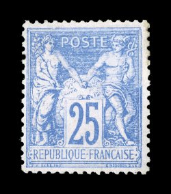72, 1876 25c Ultramarine on bluish, Ty. I, an impressive mint single of one of the Sage issue rarities, being in a quality that few other examples of the small number that
exist can match, well centered with all perforations completely clear of