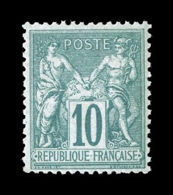 79, 1876 10c Green, Ty. II an especially fresh mint single of this scarce value, strong deep color and razor sharp impression, exceptionally well centered with crisp even
perforations, full o.g., never hinged, choice very fine a select copy of