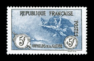 B3-10, 1917-19 War Orphans semi-postals, unused, expertly regummed, attractive with fresh colors and well centered, very fine and a very difficult set (Yvert 148-55
Ç3,000).