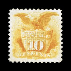 116, 10c Yellow, a magnificent quality mint example of one of the most challenging values from the 1869 Pictorial series to find in premium condition, fabulously fresh and
bright, with gorgeous vibrant color not affected by oxidization as so oft