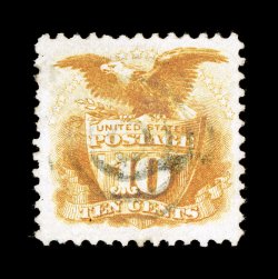 116, 10c Yellow, used, wonderfully well centered within extra-large margins, rich color and a strong impression, light target cancel, extremely fine 1988 PF
certificate.