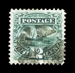 117, 12c Green, used, exceptionally well centered within uncommonly large margins, rich bright color and a crisp impression, quartered cork cancel, extremely fine 2006 PSE
certificate (XF 90 SMQ $405.00).