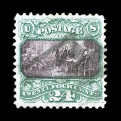 120, 24c Green and violet, used, unusually well centered within large margins, strong rich colors and impressions, light strike of a large rimless grid cancel, extremely fine
2005 PSE certificate ex-McCree.