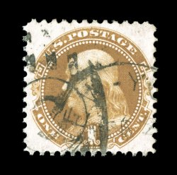 123, 1c Buff re-issue, scarce used example, well centered and margined, rich color, duplex cancel, choice very fine 2003 PF certificate.