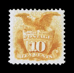 127, 10c Yellow re-issue, handsome mint example, featuring exceptionally deep and luxuriant color, well centered, full o.g., very fine 1989 PF certificate.