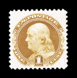 133, 1c Buff re-issue, an uncommonly fresh mint example, being exceptionally well centered within large margins, rich luxuriant color on bright paper, immaculate o.g. with just
the barest trace of hinging, extremely fine 1970 and 2005 PF certif