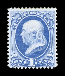 134, 1c Ultramarine with grill, scarce mint single, wonderfully bright and fresh, nicely centered, full o.g., lightly hinged, very fine 1990 PF certificate.