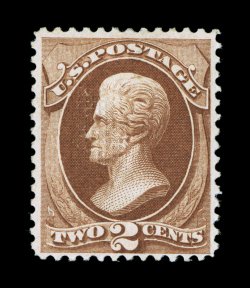 135, 2c Red brown with grill, rich fresh color, well centered, strong grill impression, o.g., lightly hinged, very fine 2001 PF certificate.