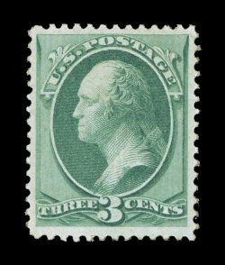 136, 3c Green with grill, exceptionally fresh, well centered and margined, o.g., lightly hinged, choice very fine 1982 and 1996 PF certificates ex-Hewitt.