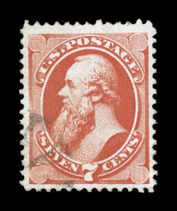 138 var., 7c Vermilion with quadruple split grill, a handsome used example of this rare and undercataloged variety, with easily identifiable grills in all four corners,
exceptionally bright and fresh, well centered within large margins, light an