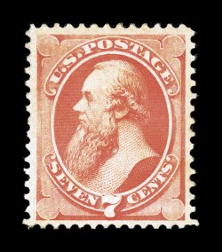 149, 7c Vermilion, quite well centered within uncommonly large margins, strong color and impression, o.g., lightly hinged, very fine and choice 2000 PF
certificate.