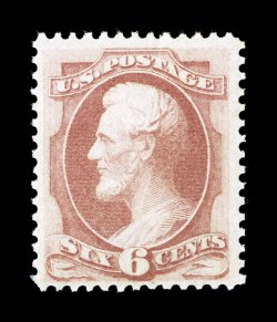 159, 6c Dull pink, fresh mint single, well centered within large margins, bright rich color and a clean impression on pristine white paper, o.g., very fine 1988 PF certificate
for a block of four, this being the bottom left stamp.