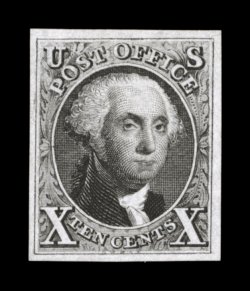 4, 10c Black reproduction, without gum as issued, four large balanced margins, strong color and a well defined impression on bright paper, extremely fine and quite choice 1984 PF
certificate.