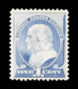 212, 1c Ultramarine, especially well centered and margined, rich bright color, pristine o.g., n.h., extremely fine 2002 PF certificate for a pair, this being the right stamp, as
well as a 2007 PF certificate as a single (XF 90 SMQ $1,000.00).