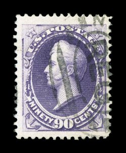 218, 90c Purple, used, well centered within enormously large margins, fresh color, light oval registry cancel, choice very fine 1996 PF certificate.