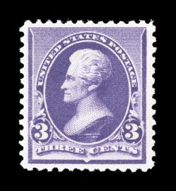 221, 3c Purple, well centered within wide margins, rich bright color, pristine o.g., n.h., extremely fine 2002 PF certificate.
