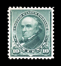 226, 10c Green, extraordinarily well centered within large margins, rich luxuriant color and a highly detailed impression on bright paper, o.g., n.h., extremely fine a terribly
difficult stamp to find in this impressive never hinged quality 20