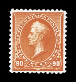 229, 90c Orange, striking color that is especially deep and intense, well centered, o.g., lightly hinged, extremely fine 2007 PSE certificate (VF-XF 85 SMQ
$900.00).