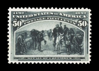 240, 50c Columbian, deep intense color and impression on fresh paper, well centered within large margins, o.g., lightly hinged, very fine 2004 PF certificate.