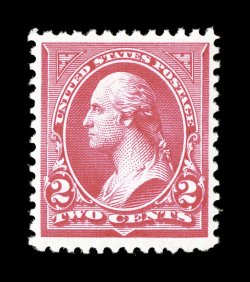 252, 2c Carmine, Ty. III, marvelously fresh, radiant color, extraordinarily well centered within large margins, unblemished o.g., n.h., extremely fine 1997 PF
certificate.