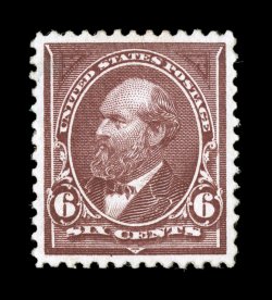 256, 6c Dull brown, incredibly well centered within large margins, rich luxuriant color and a well defined impression on fresh paper, o.g., lightly hinged, extremely fine and
choice 2007 PSE certificate (XF-Superb 95 SMQ $770.00).